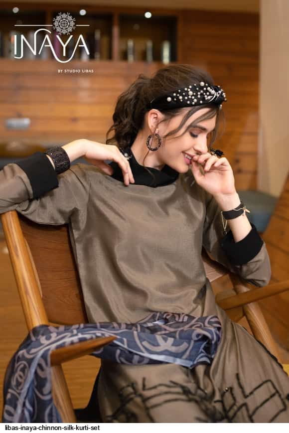 LIBAS INAYA CHINNON SILK KURTI SET