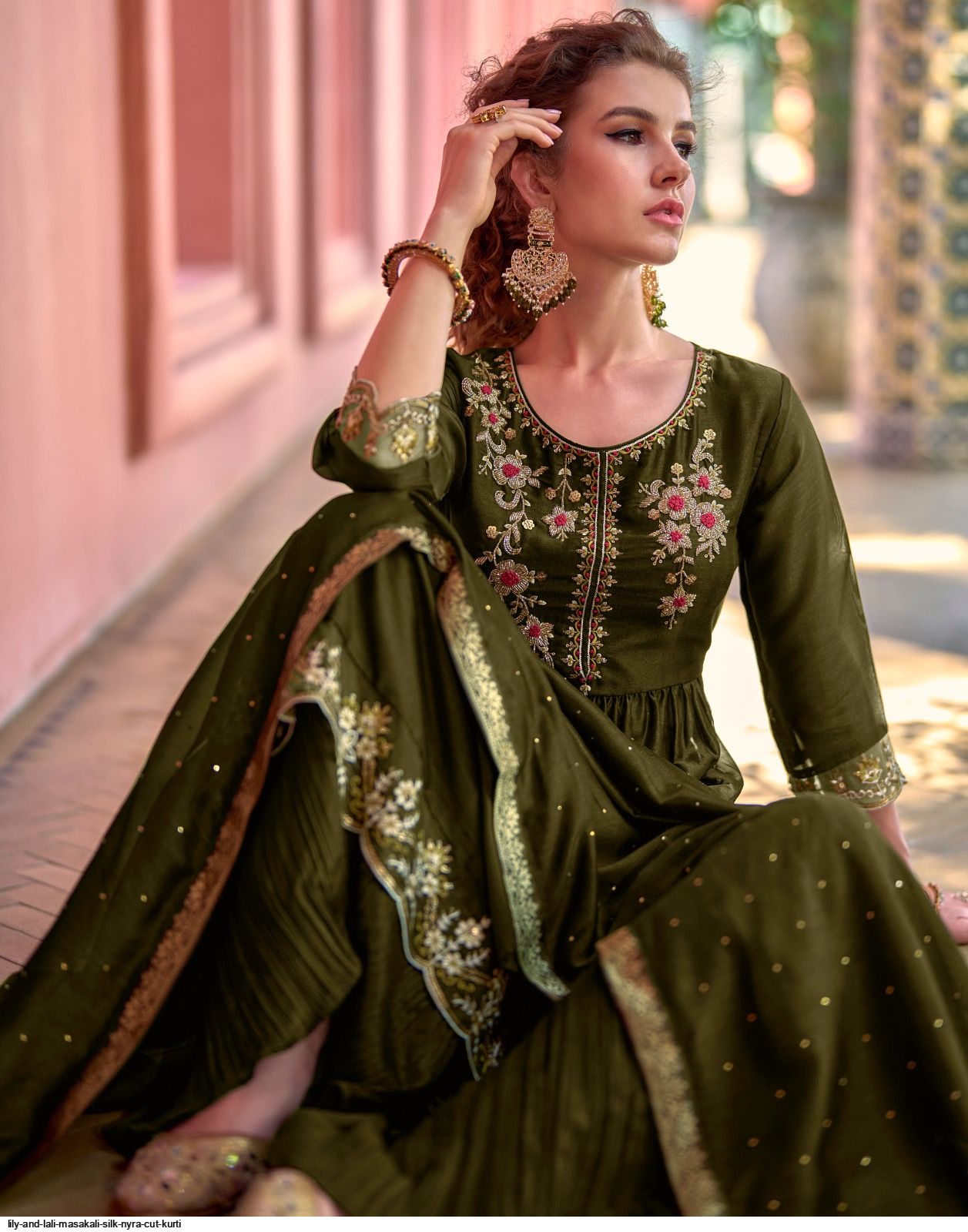 LILY AND LALI MASAKALI SILK NYRA CUT KURTI