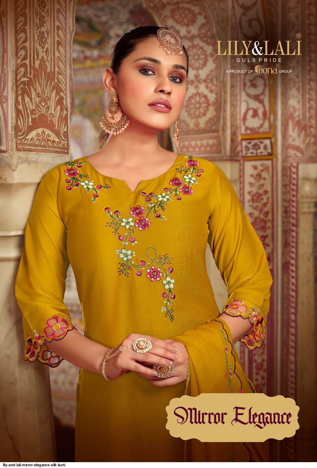 LILY AND LALI MIRROR ELEGANCE SILK KURTI