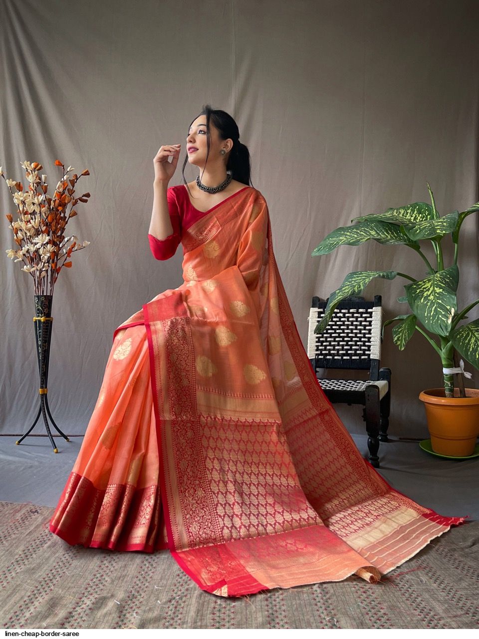 Light weight Saree With Border main image 1