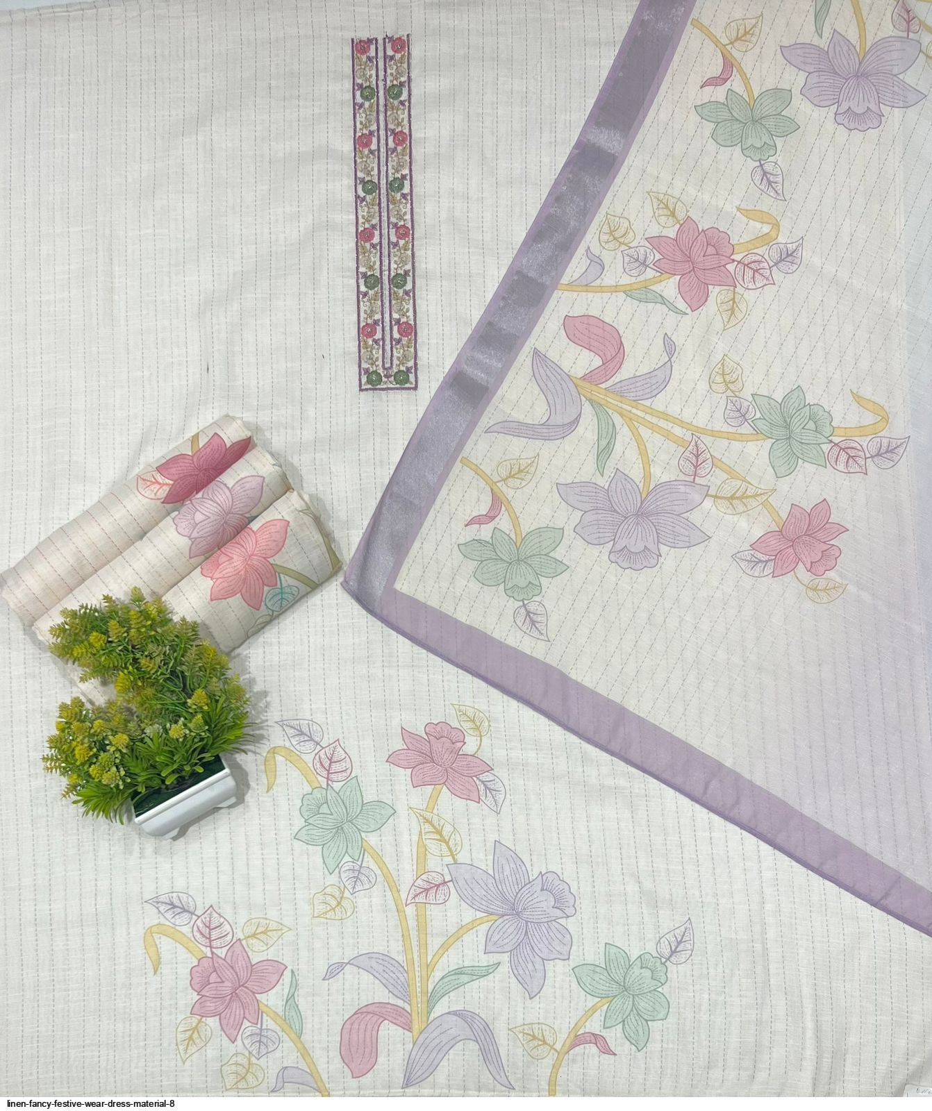 LINEN FANCY FESTIVE WEAR DRESS MATERIAL 8
