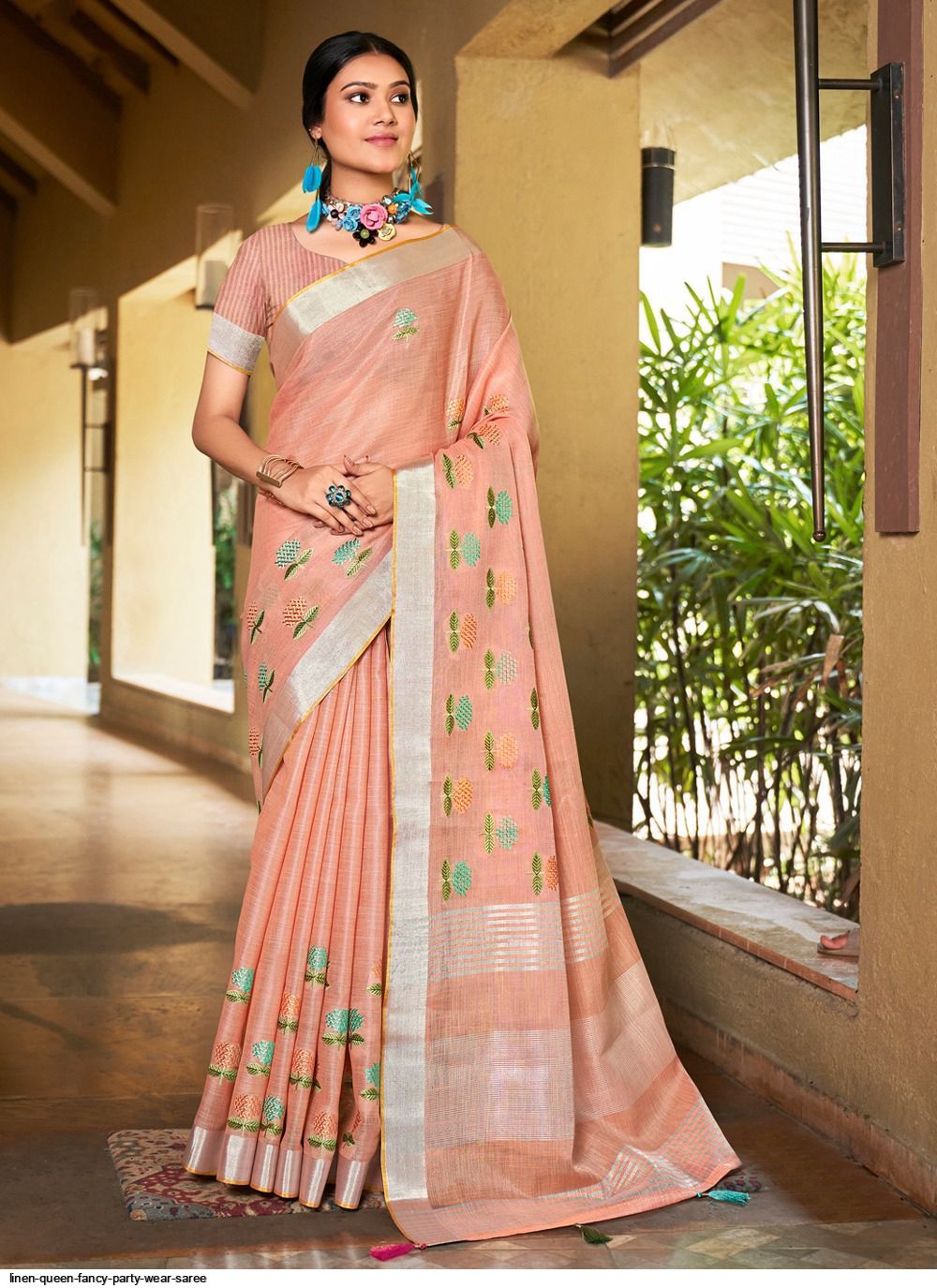 Linen sarees party on sale wear