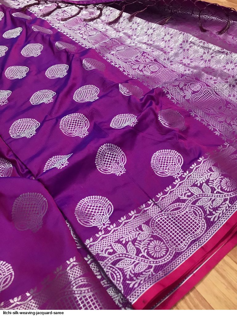 LITCHI SILK WEAVING JACQUARD SAREE