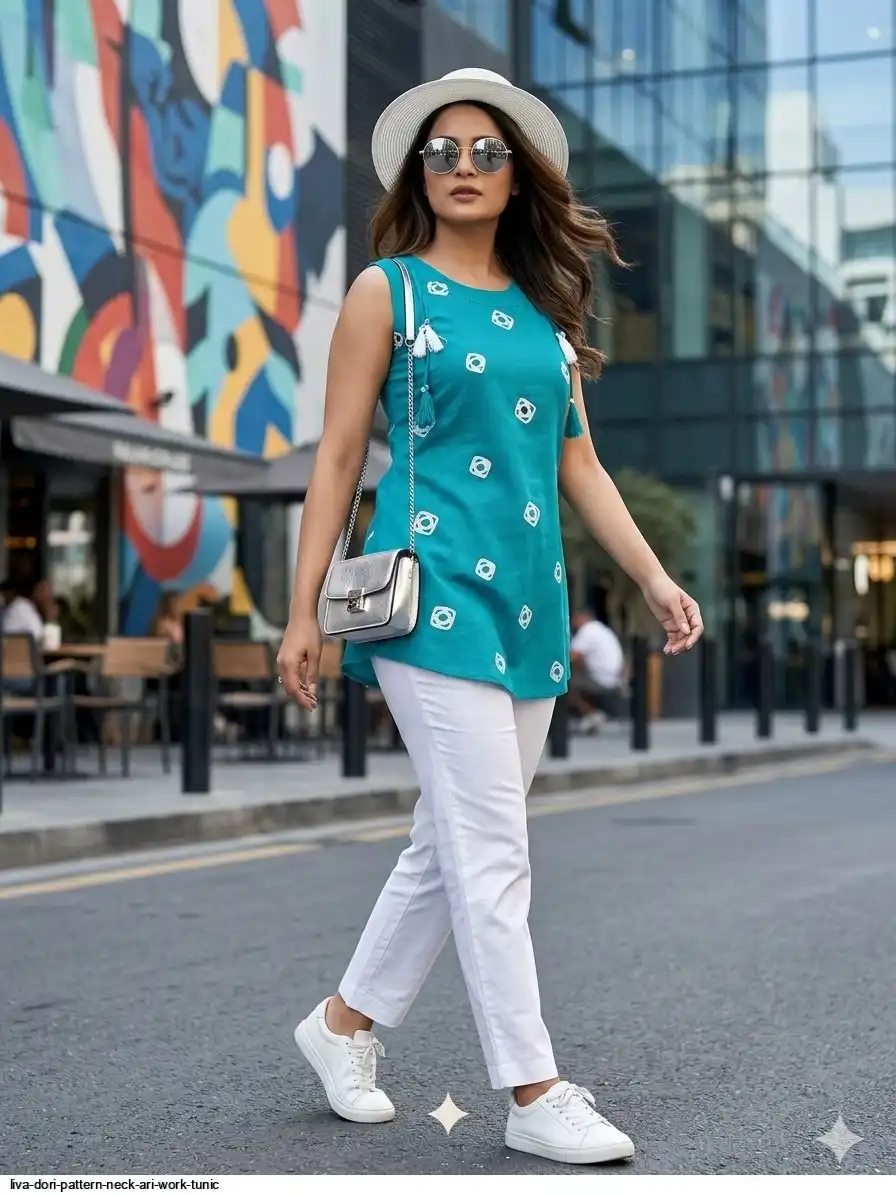 LIVA DORI PATTERN NECK ARI WORK TUNIC E