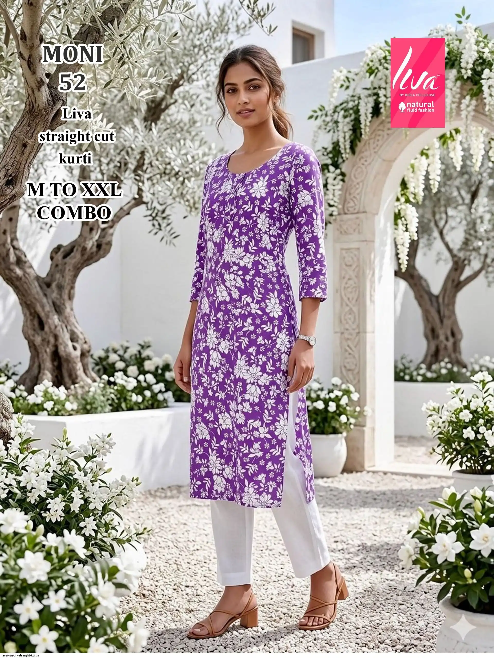 LIVA RAYON STRAIGHT KURTIS MONI 52