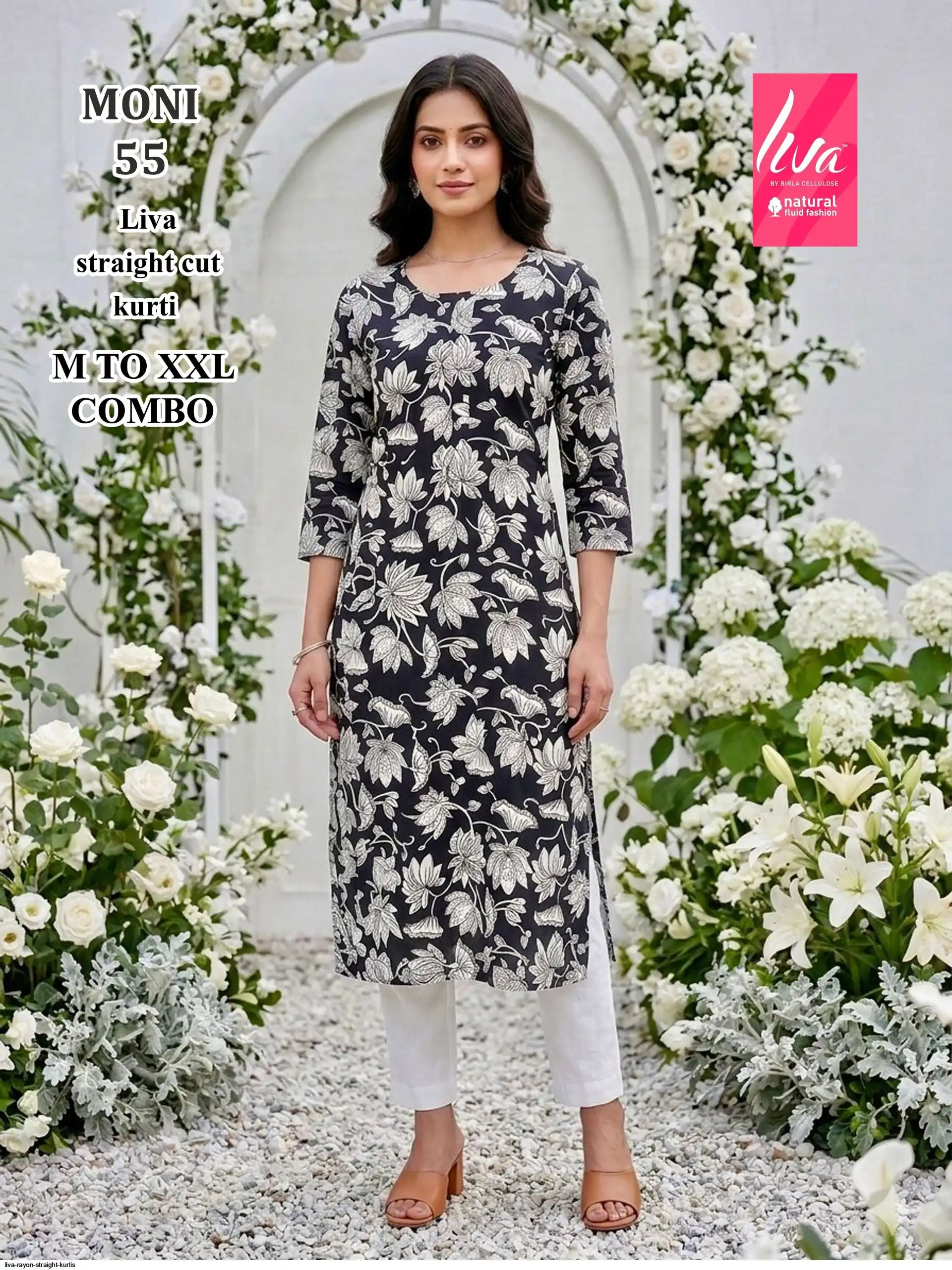 LIVA RAYON STRAIGHT KURTIS MONI 55
