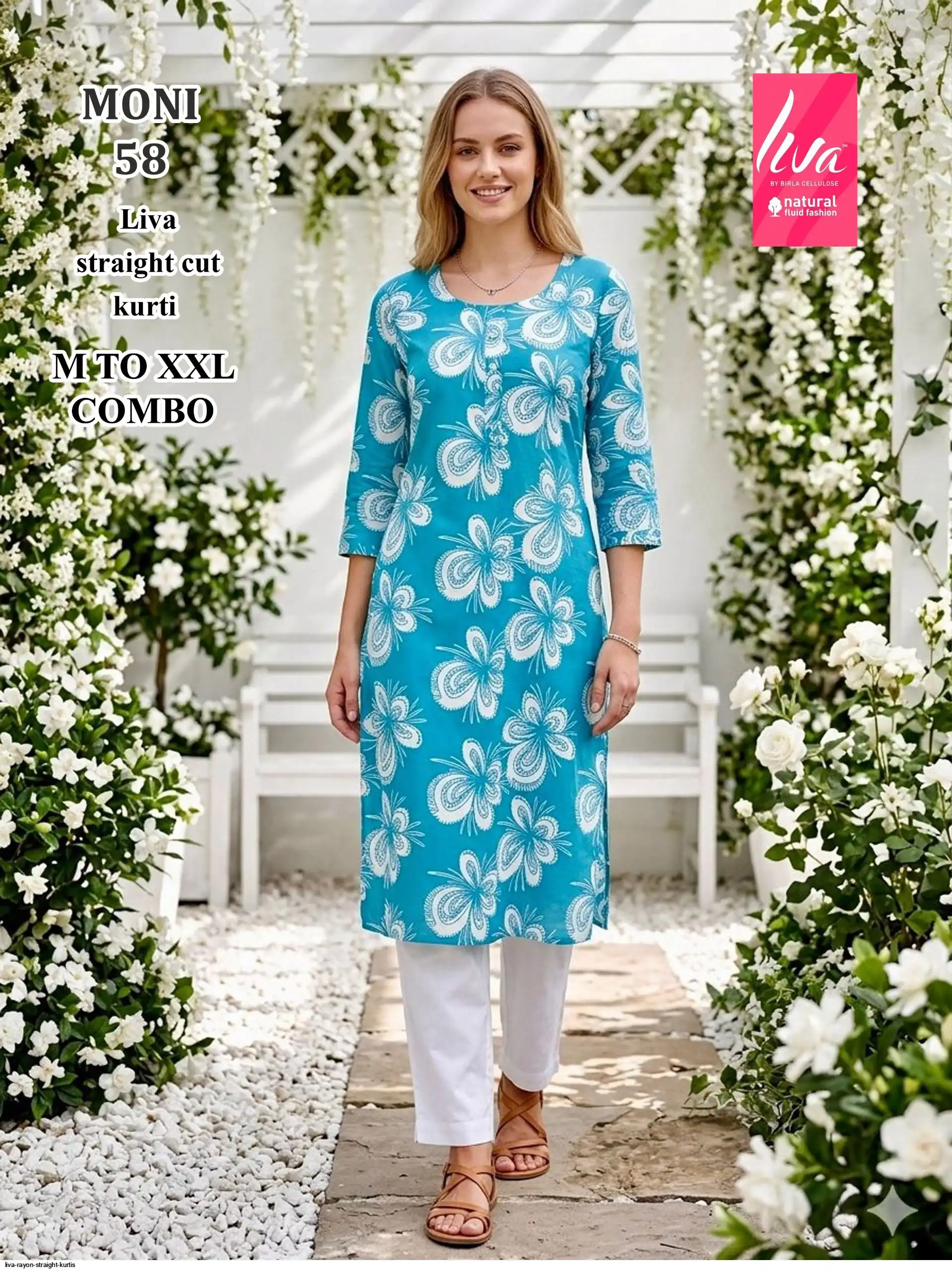 LIVA RAYON STRAIGHT KURTIS MONI 58