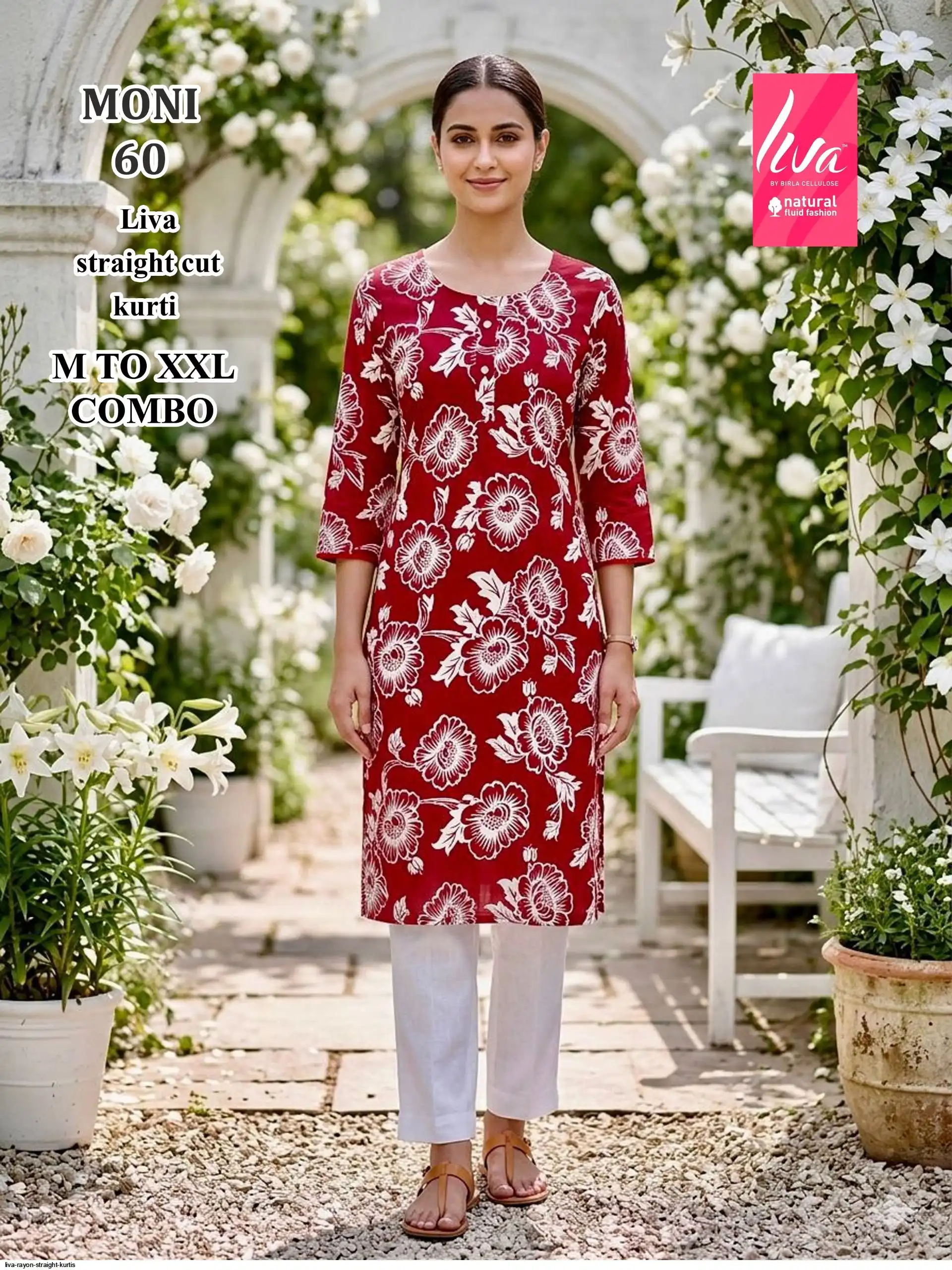 LIVA RAYON STRAIGHT KURTIS MONI 60