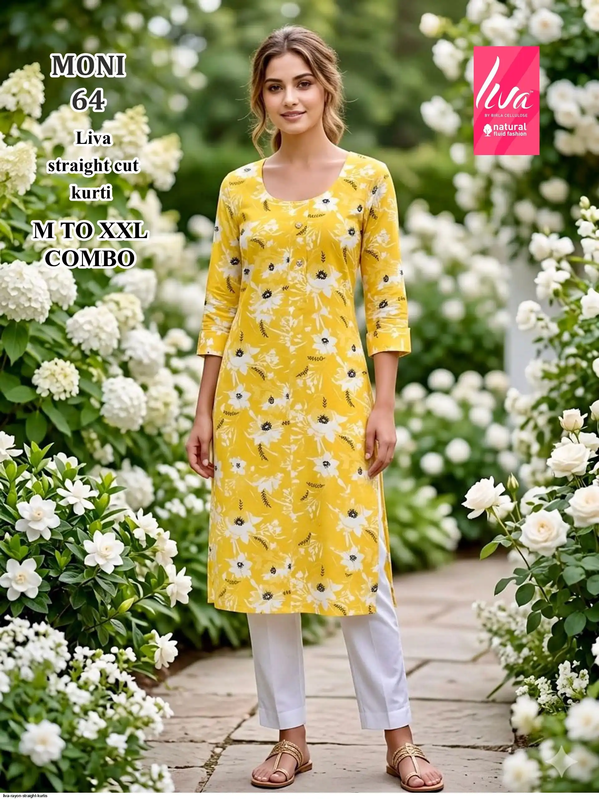 LIVA RAYON STRAIGHT KURTIS MONI 64