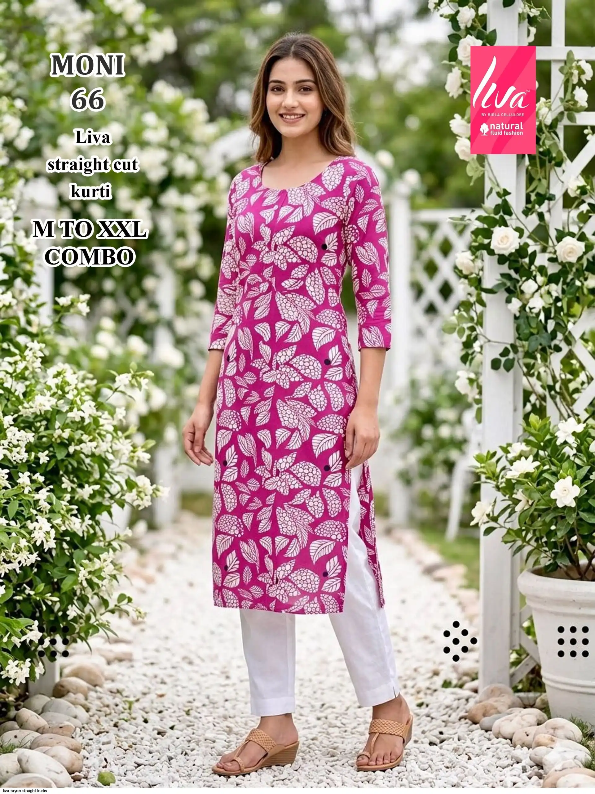LIVA RAYON STRAIGHT KURTIS MONI 66