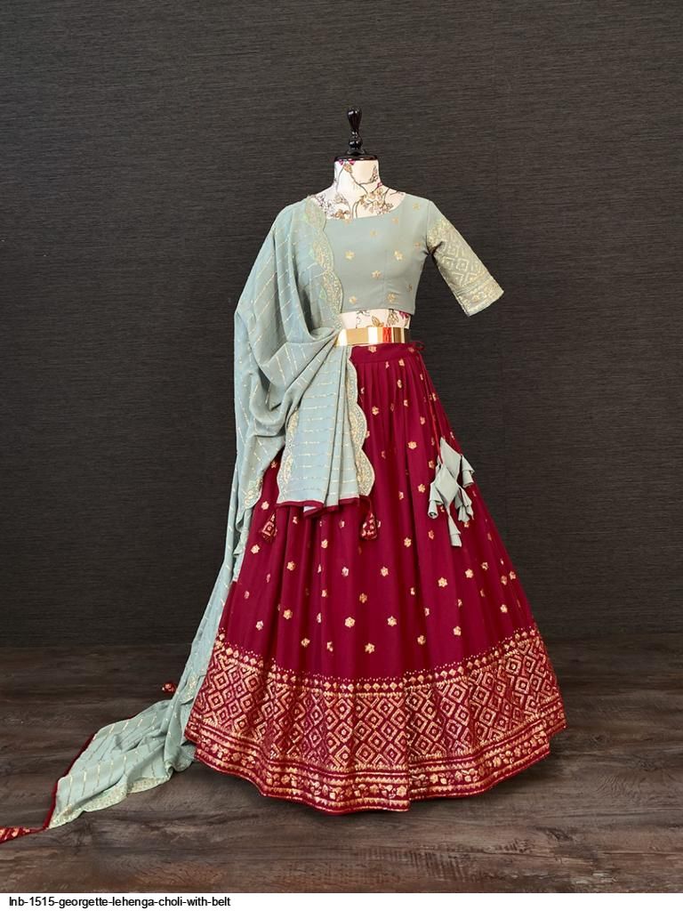 Amazon.com: ETHNIC EMPORIUM Indian Wedding Ceremony Sangeet Mehendi Waist  Belt Style Silk Thread Sequin Lehenga Choli Dupatta Dress 2272 (Pink), 28  to 44 inches bust size : Clothing, Shoes & Jewelry