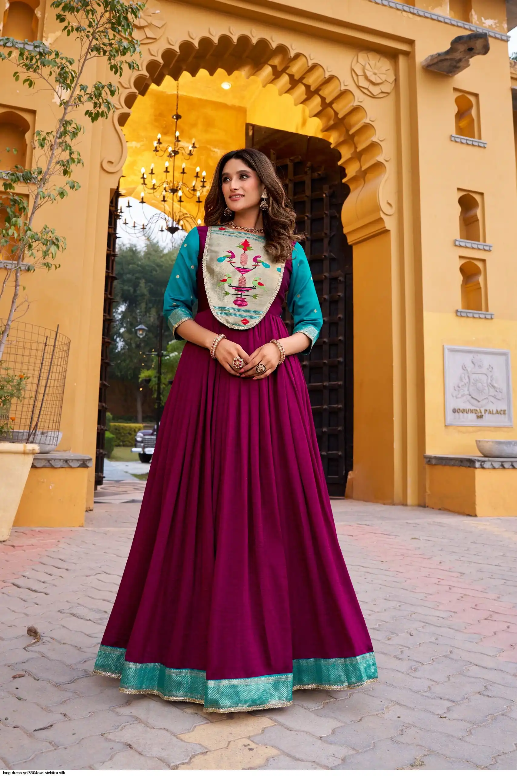 LONG DRESS KASHITHI YNF5304OWT VICHITRA SILK 3