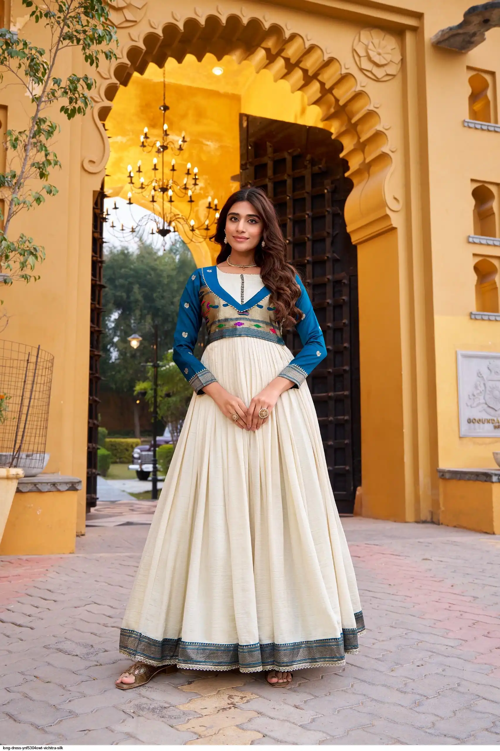 LONG DRESS KASHITHI YNF5304OWT VICHITRA SILK 2