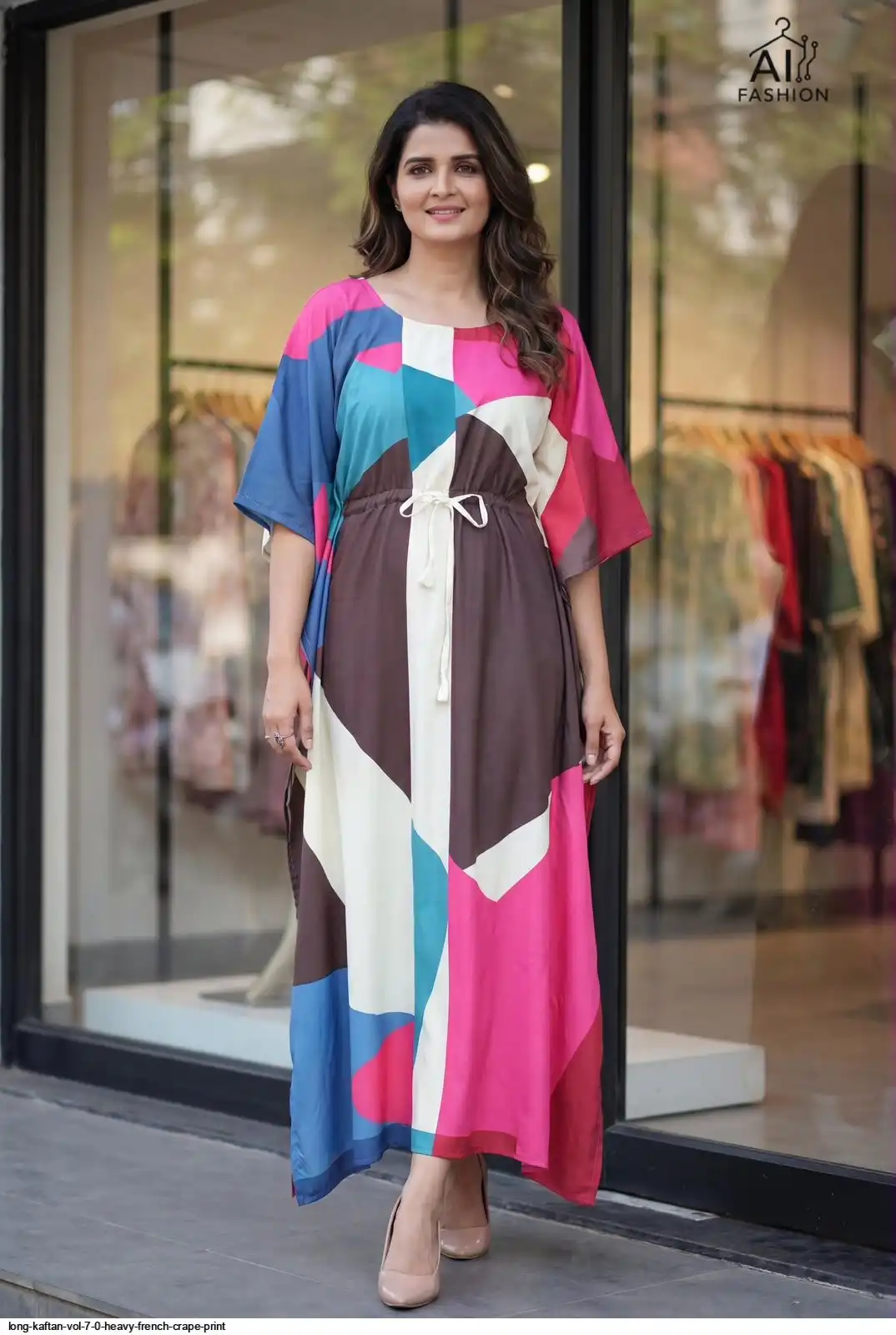 LONG KAFTAN VOL 7 0 HEAVY FRENCH CRAPE PRINT A