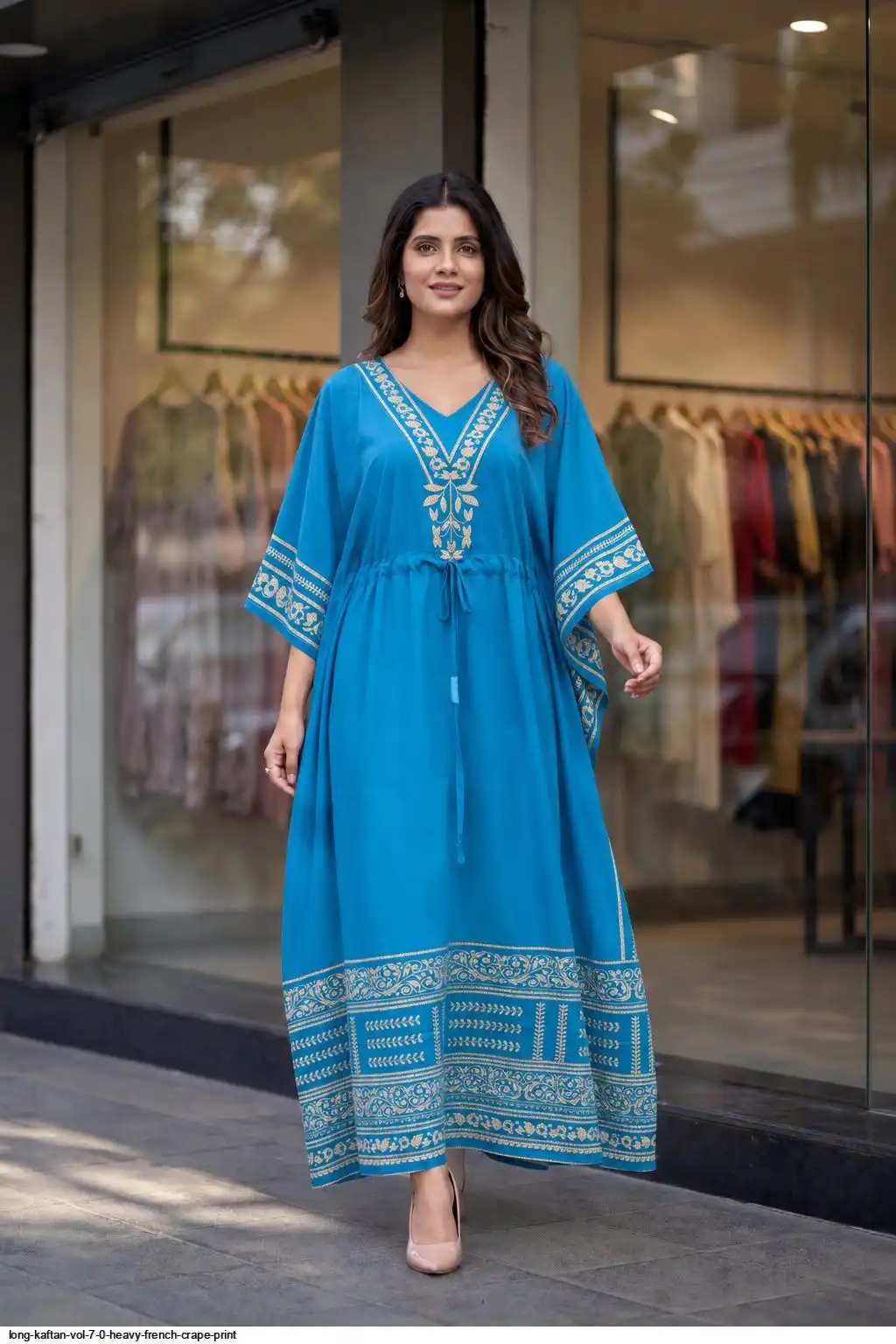 LONG KAFTAN VOL 7 0 HEAVY FRENCH CRAPE PRINT C