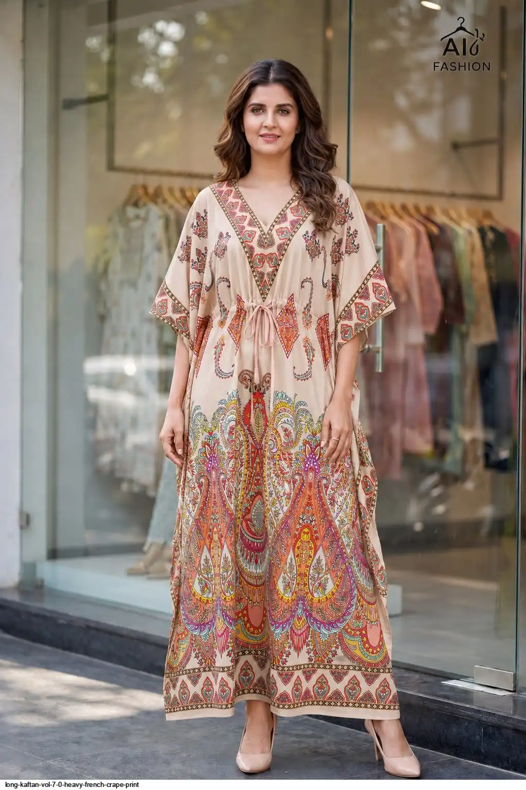 LONG KAFTAN VOL 7 0 HEAVY FRENCH CRAPE PRINT E