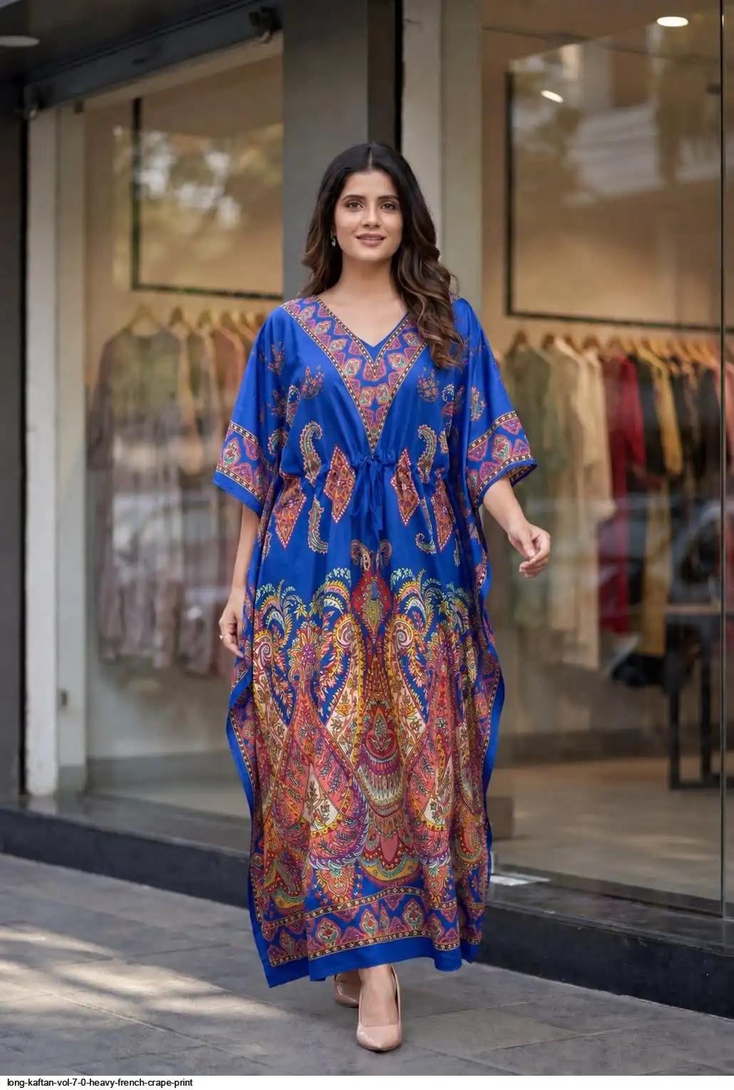 LONG KAFTAN VOL 7 0 HEAVY FRENCH CRAPE PRINT F