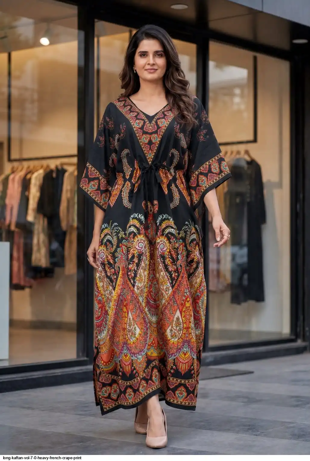 LONG KAFTAN VOL 7 0 HEAVY FRENCH CRAPE PRINT G