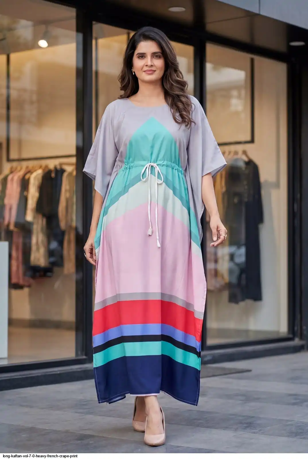 LONG KAFTAN VOL 7 0 HEAVY FRENCH CRAPE PRINT I
