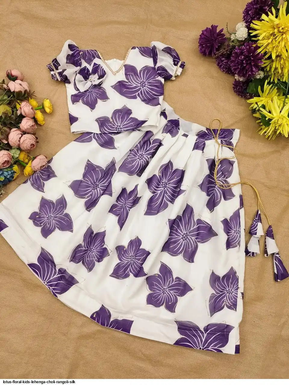 LOTUS FLORAL KIDS LEHENGA CHOLI RANGOLI SILK 3