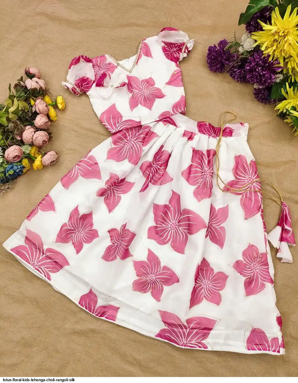 LOTUS FLORAL KIDS LEHENGA CHOLI RANGOLI SILK 4