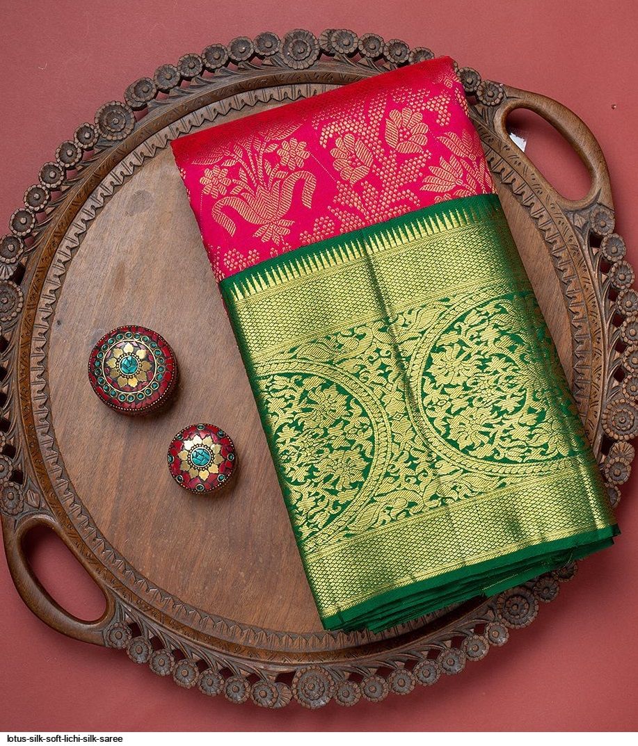 LOTUS SILK SOFT LICHI SILK SAREE