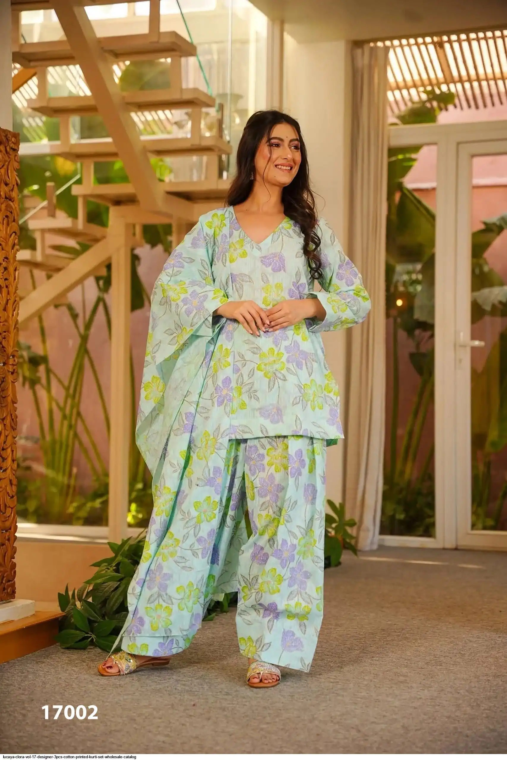 LUCAYA CLORA VOL 17 DESIGNER 3PCS COTTON PRINTED KURTI SET 17002