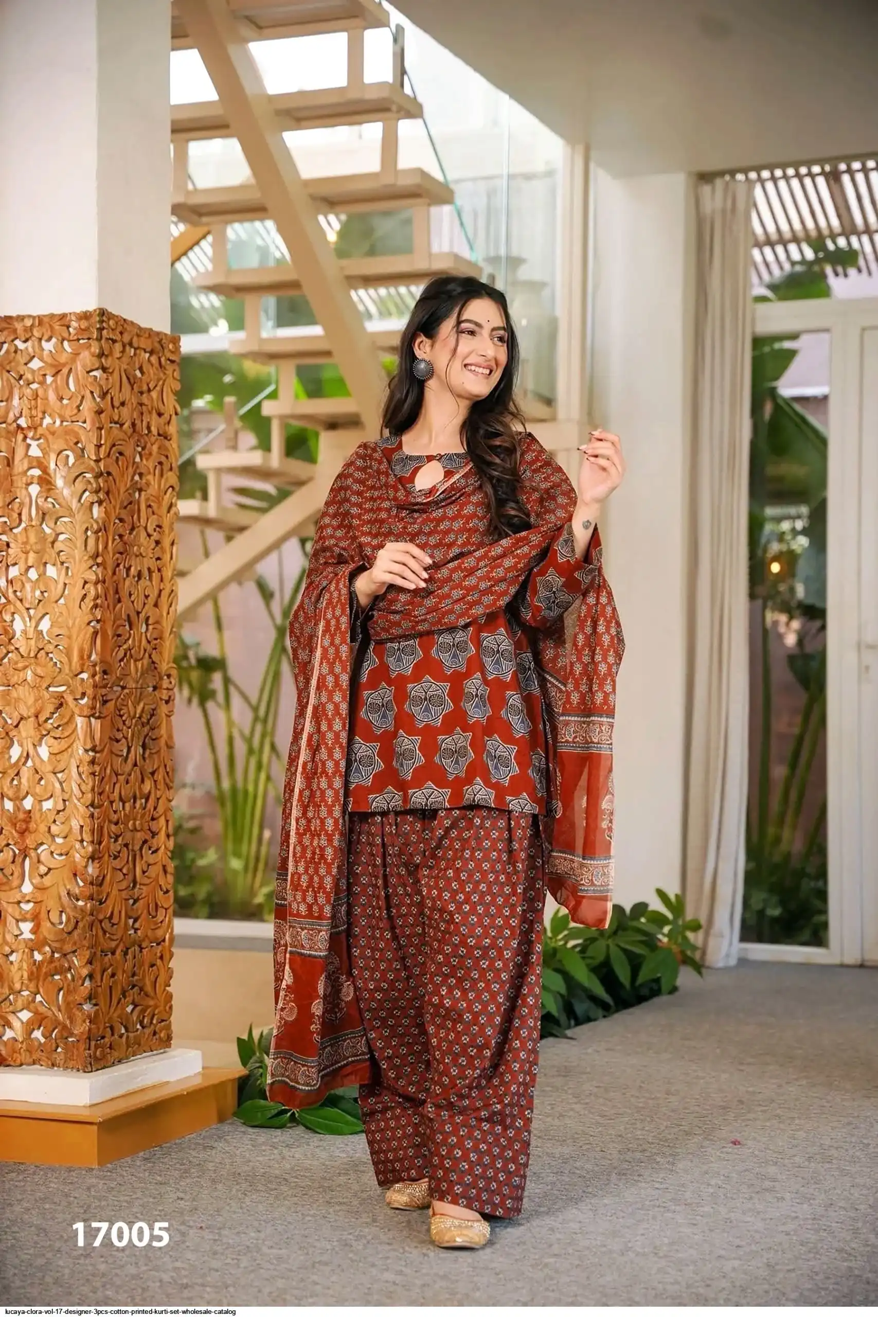 LUCAYA CLORA VOL 17 DESIGNER 3PCS COTTON PRINTED KURTI SET 17005