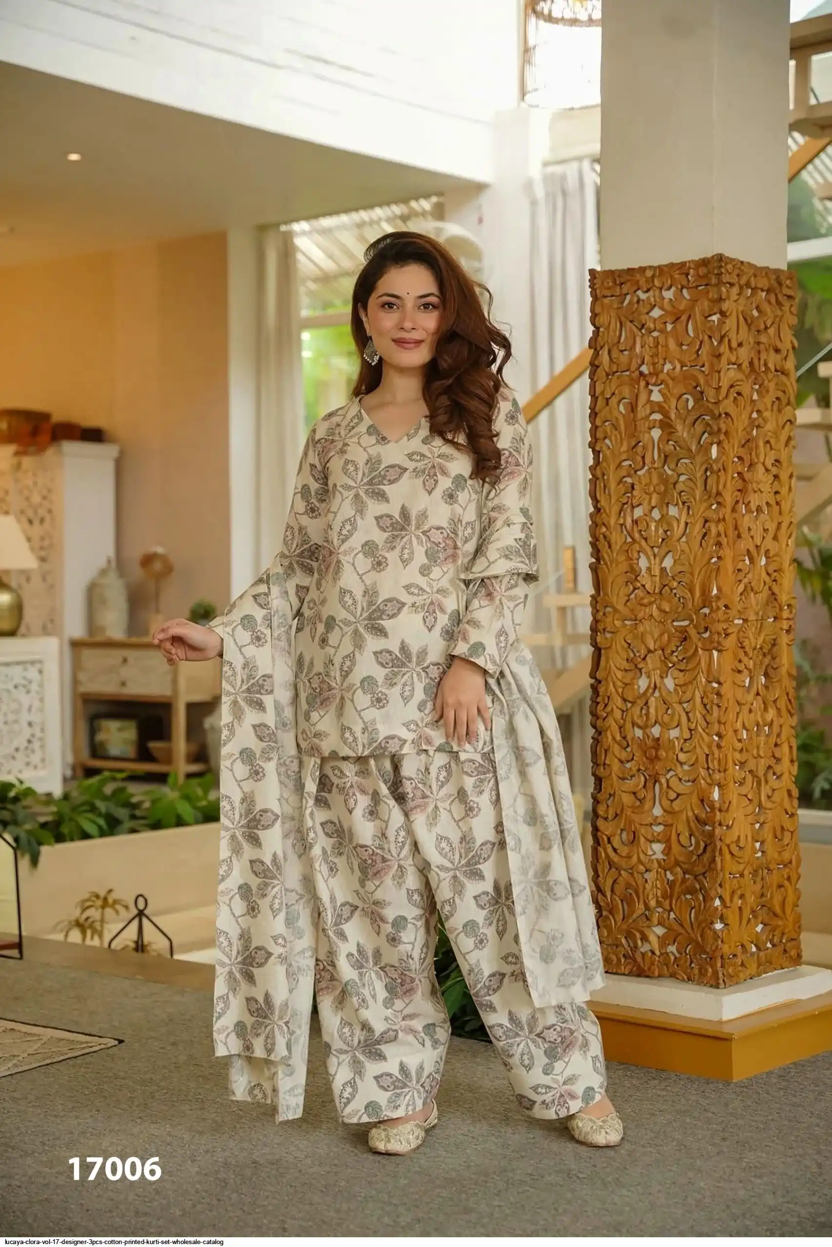 LUCAYA CLORA VOL 17 DESIGNER 3PCS COTTON PRINTED KURTI SET 17006