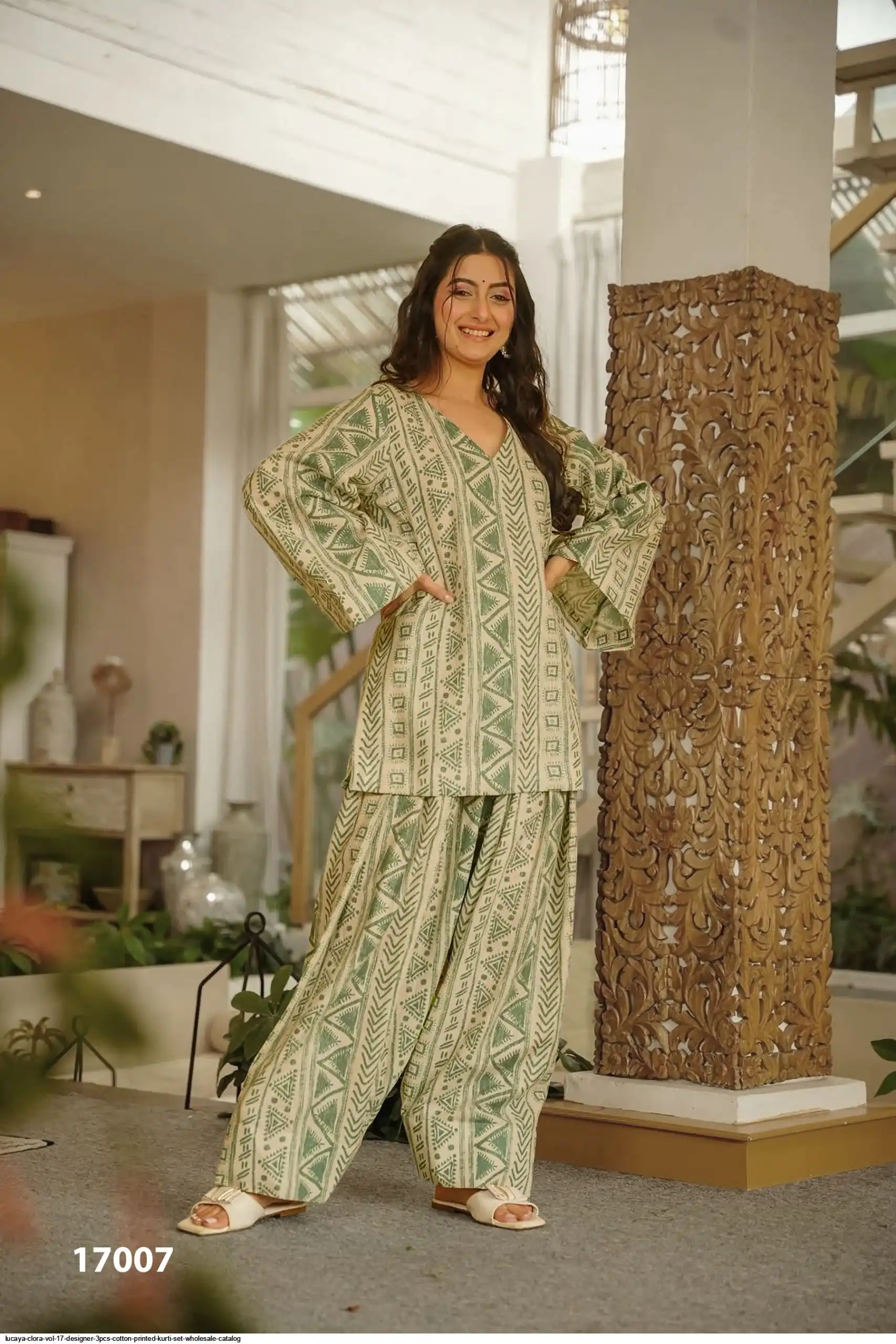 LUCAYA CLORA VOL 17 DESIGNER 3PCS COTTON PRINTED KURTI SET 17007