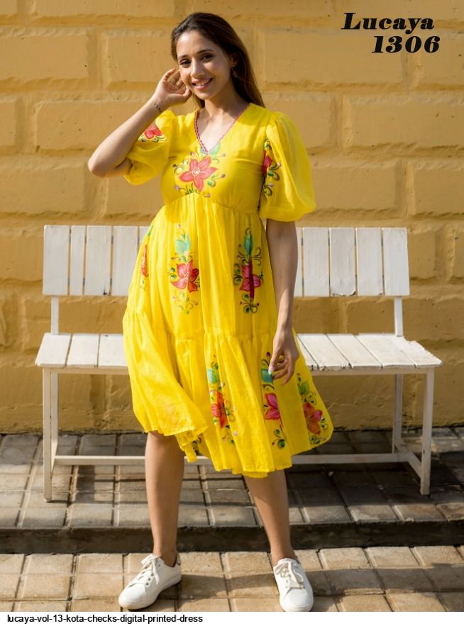 LUCAYA VOL 13 KOTA CHECKS DIGITAL PRINTED DRESS 1306