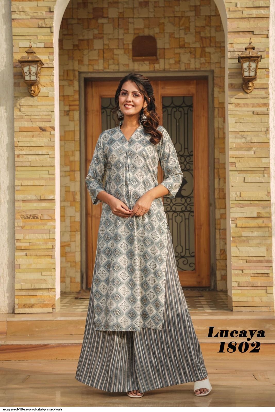 LUCAYA VOL 18 RAYON DIGITAL PRINTED KURTI 1802
