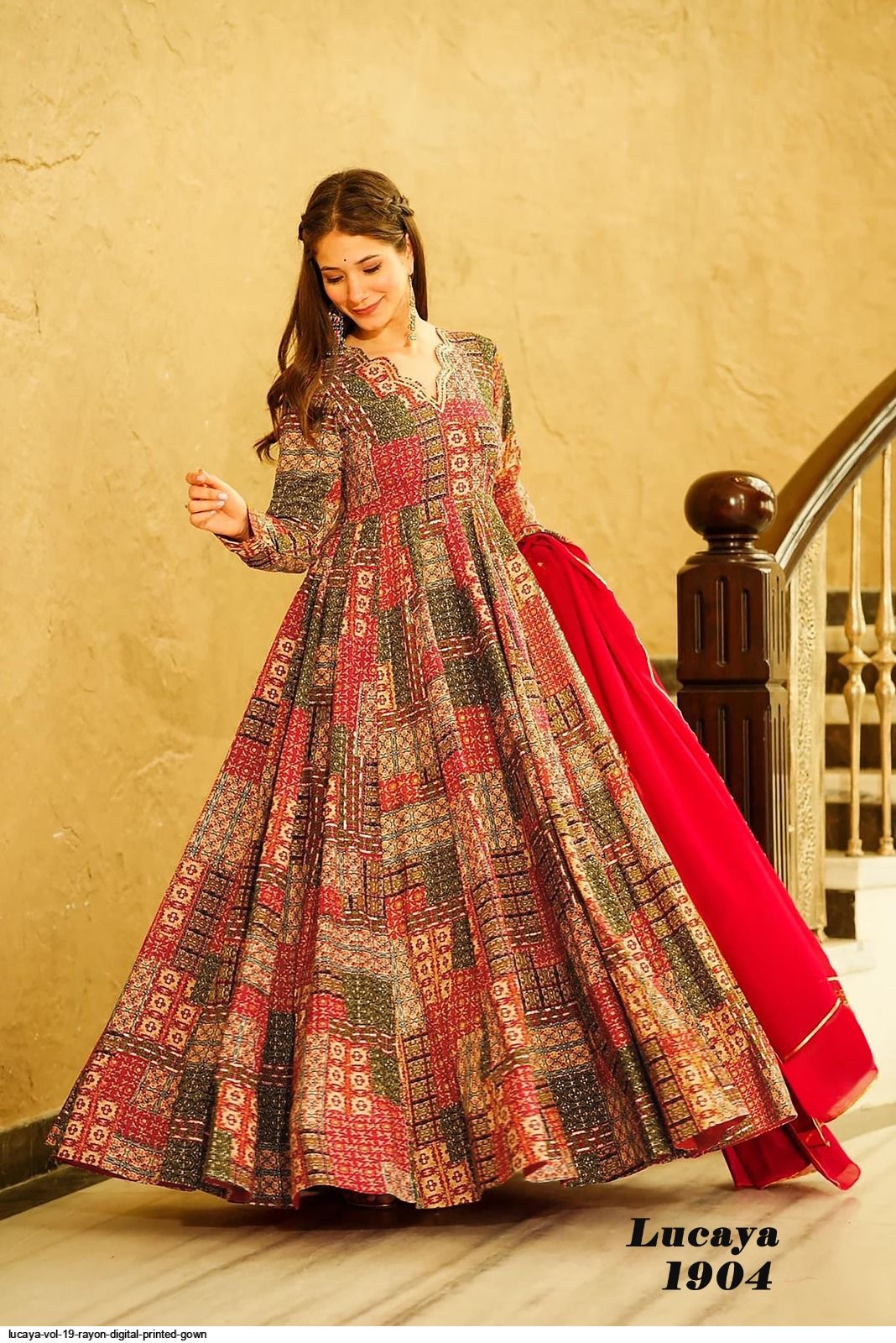 LUCAYA VOL 19 RAYON DIGITAL PRINTED GOWN 1904