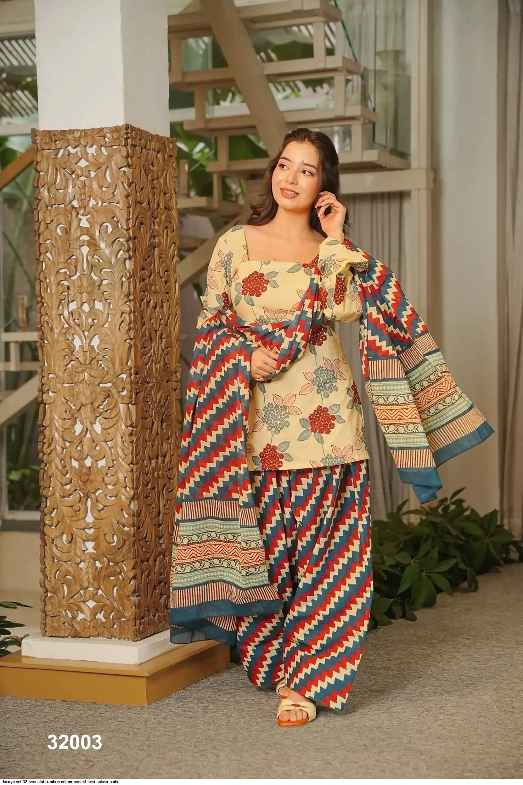 LUCAYA VOL 32 BEAUTIFUL CAMBRIC COTTON PRINTED FARSI SALWAR SUITS 5
