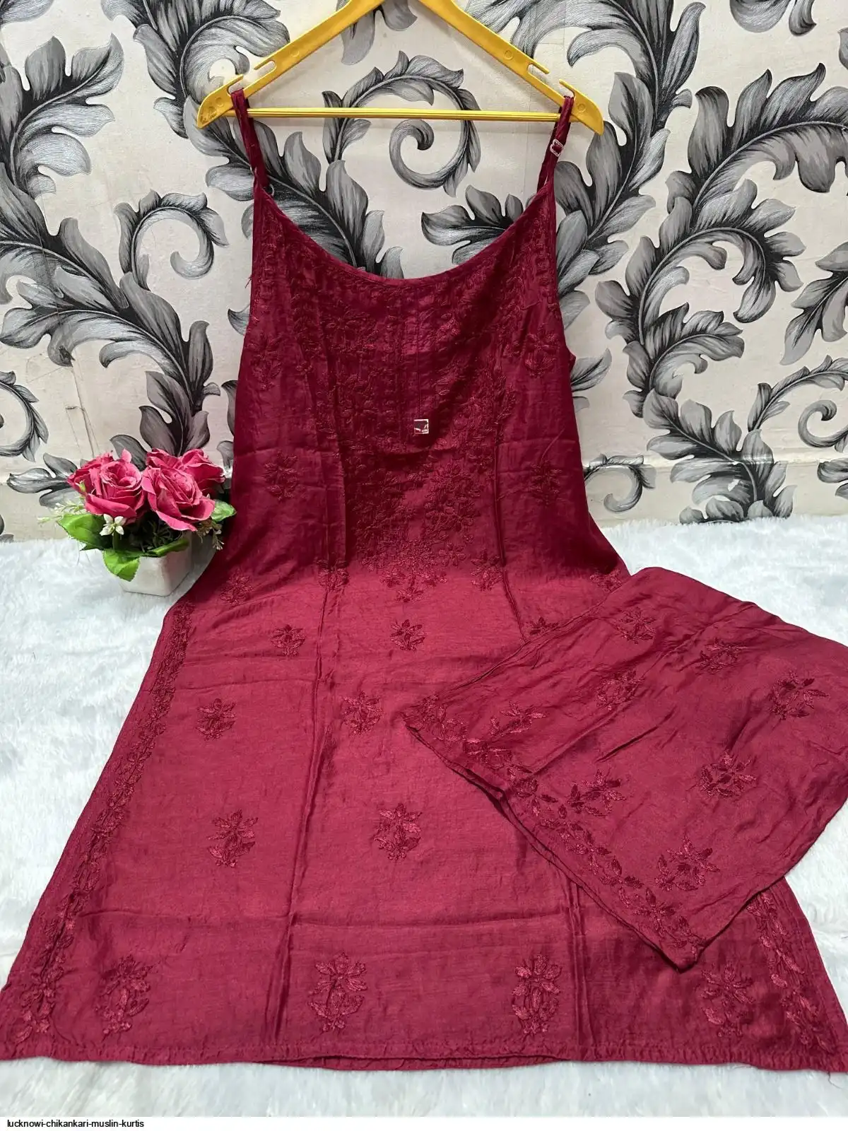LUCKNOWI CHIKANKARI MUSLIN KURTIS A