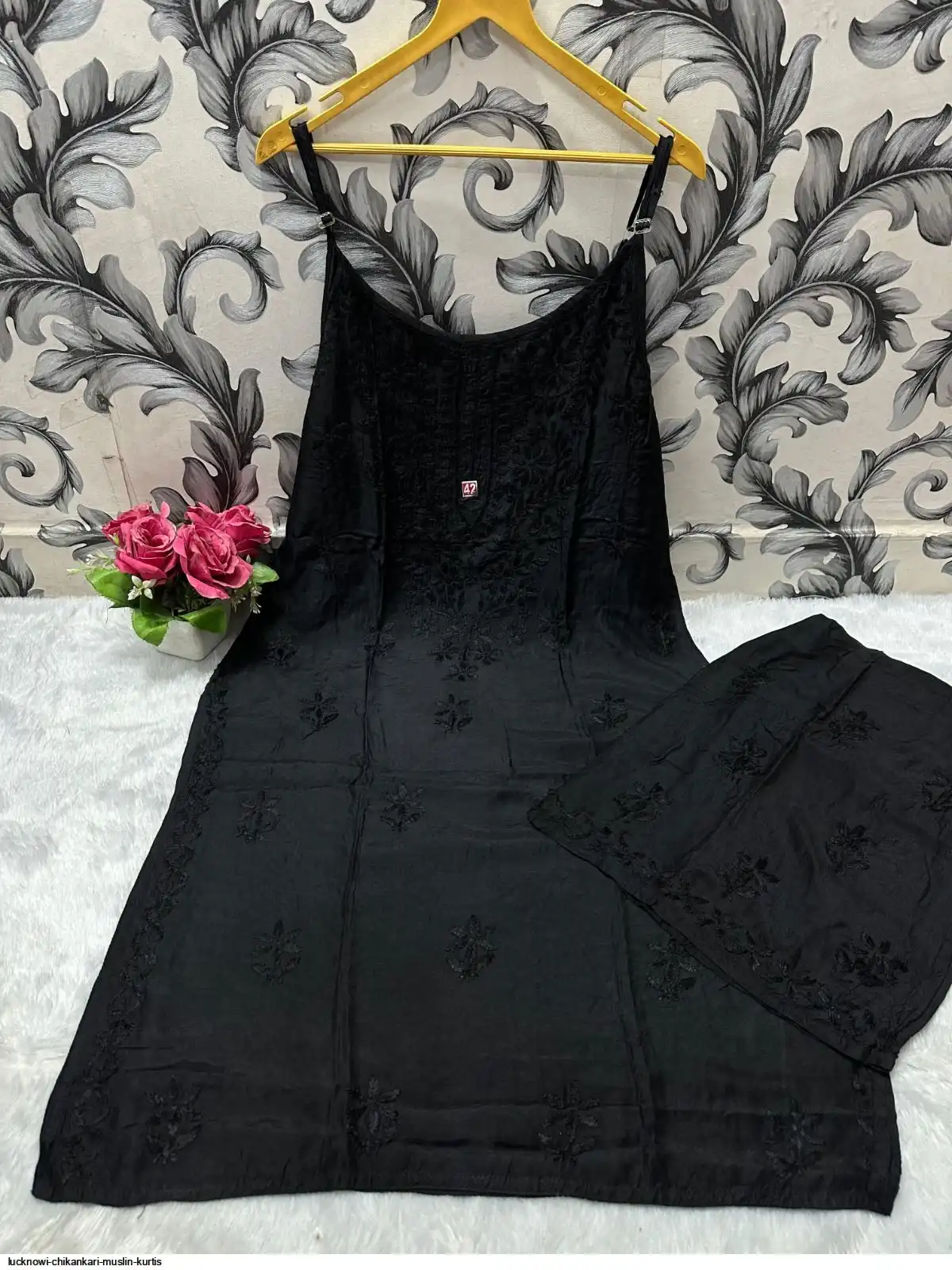 LUCKNOWI CHIKANKARI MUSLIN KURTIS D