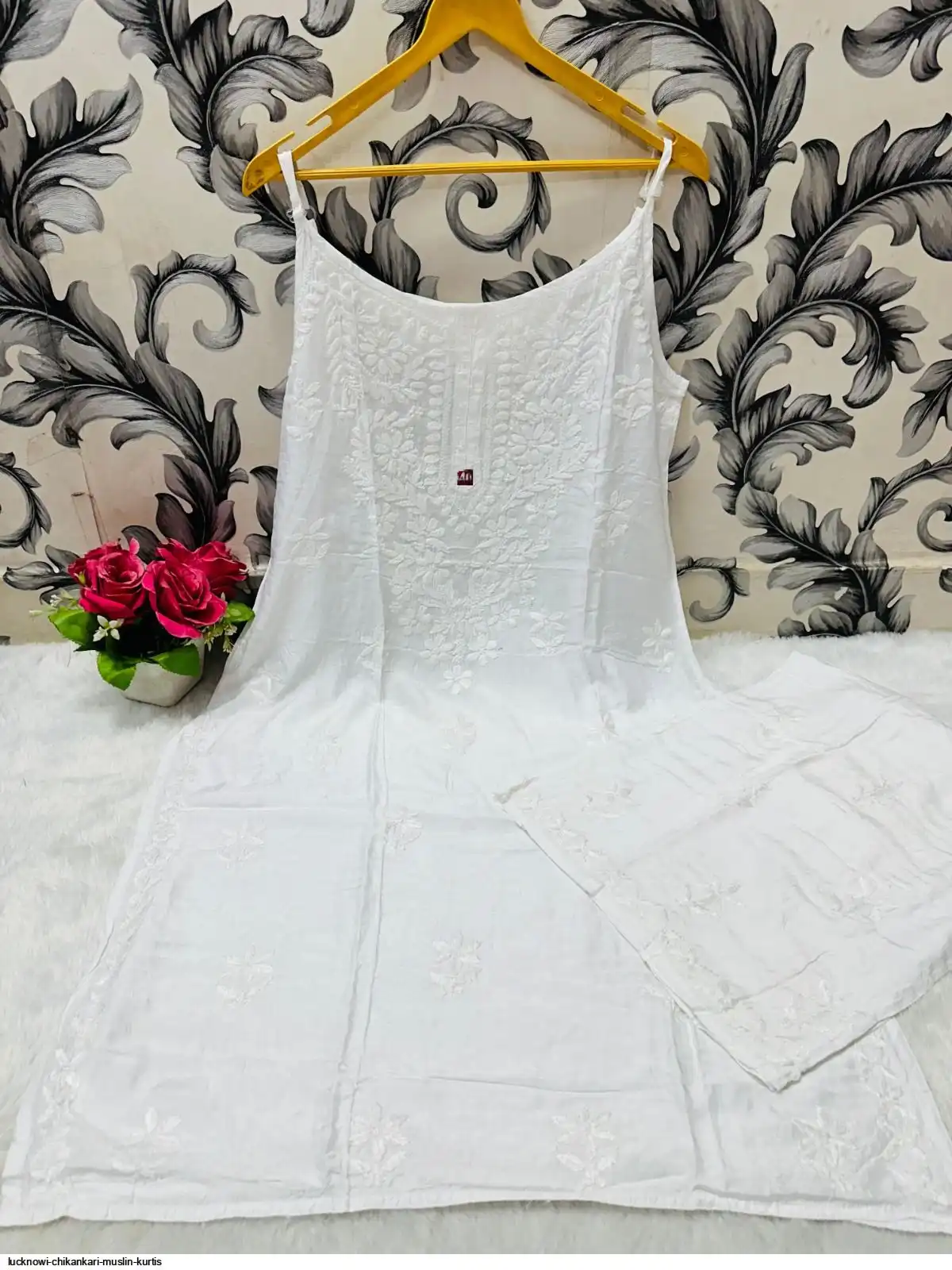 LUCKNOWI CHIKANKARI MUSLIN KURTIS H