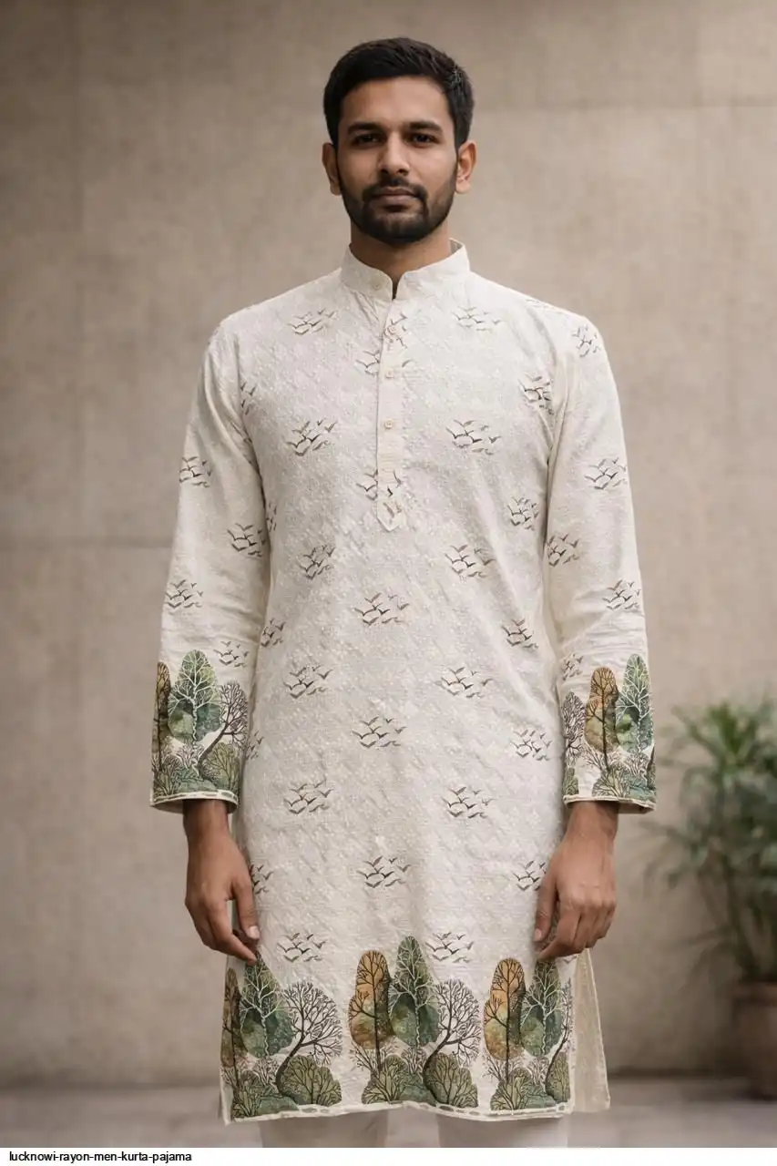 LUCKNOWI RAYON MEN KURTA PAJAMA C