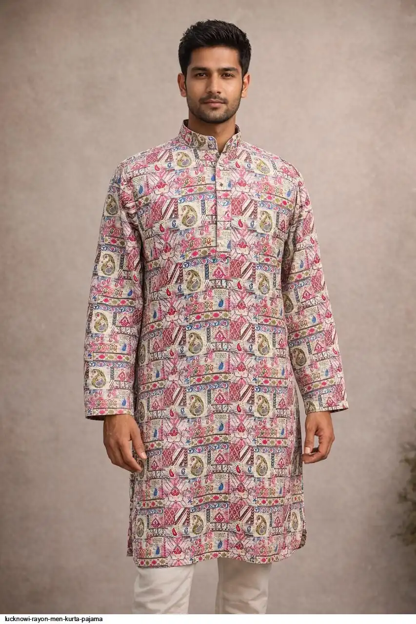 LUCKNOWI RAYON MEN KURTA PAJAMA B