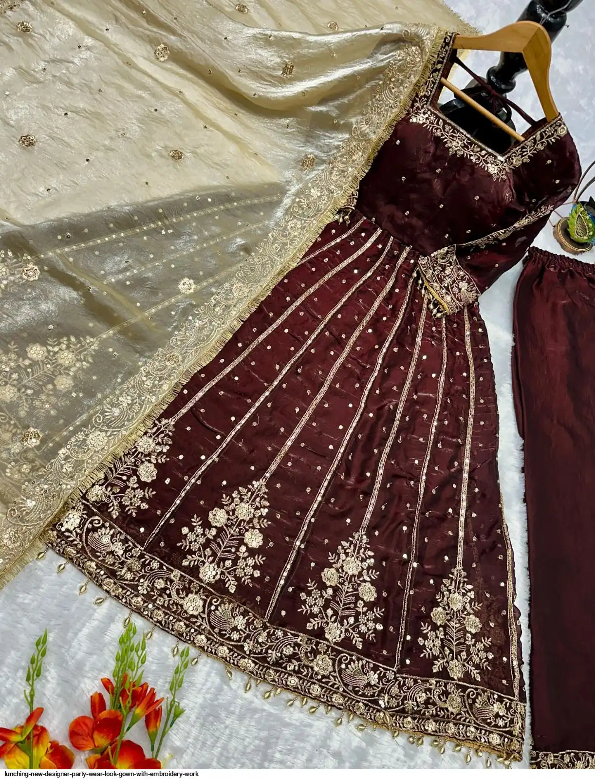 LUNCHING NEW DESIGNER PARTY WEAR LOOK GOWN WITH EMBROIDERY WORK B