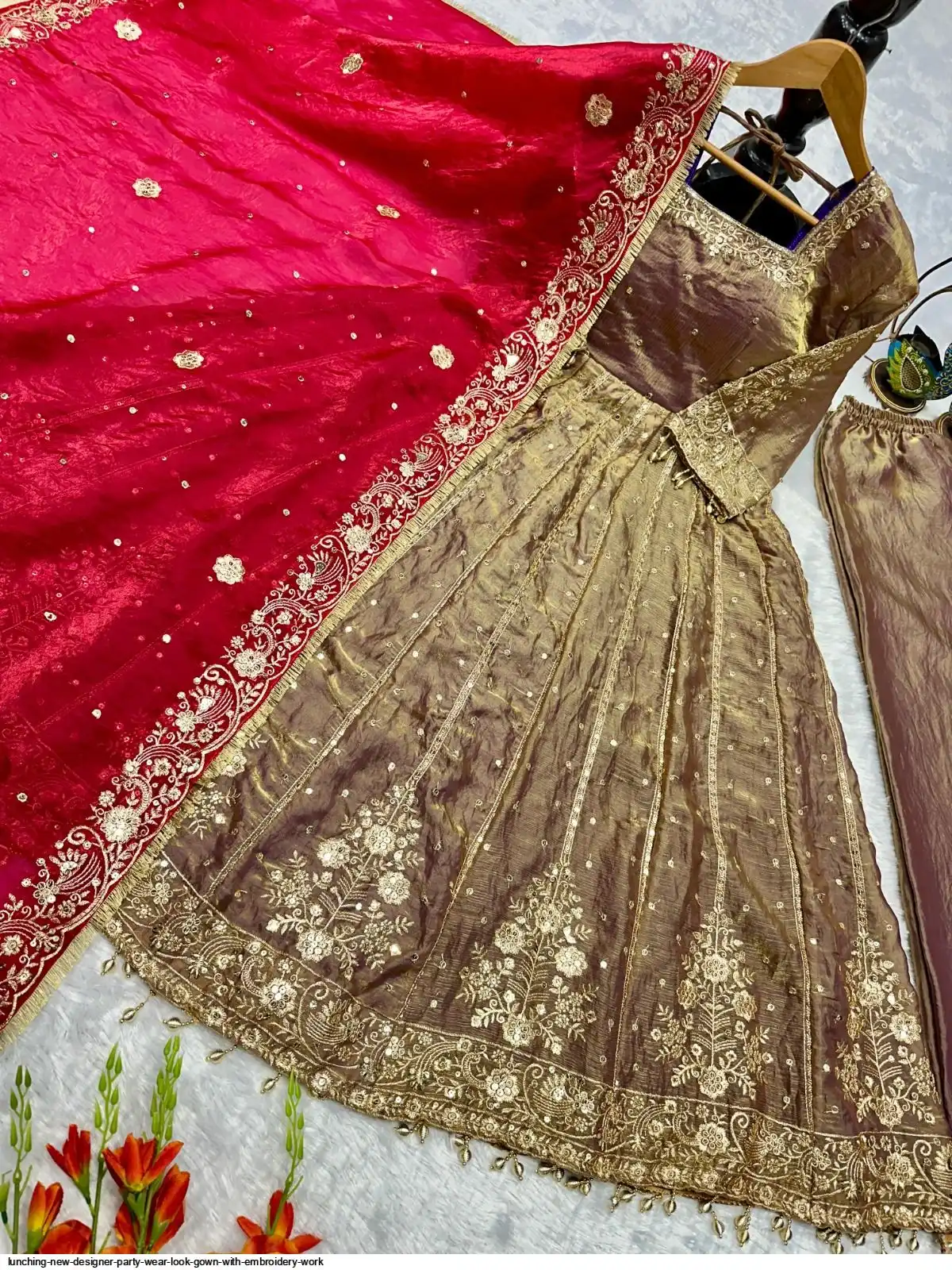 LUNCHING NEW DESIGNER PARTY WEAR LOOK GOWN WITH EMBROIDERY WORK F