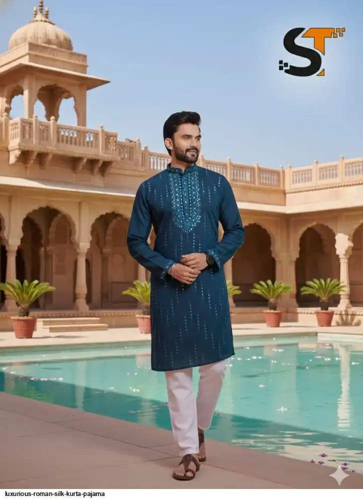 LUXURIOUS ROMAN SILK KURTA PAJAMA B