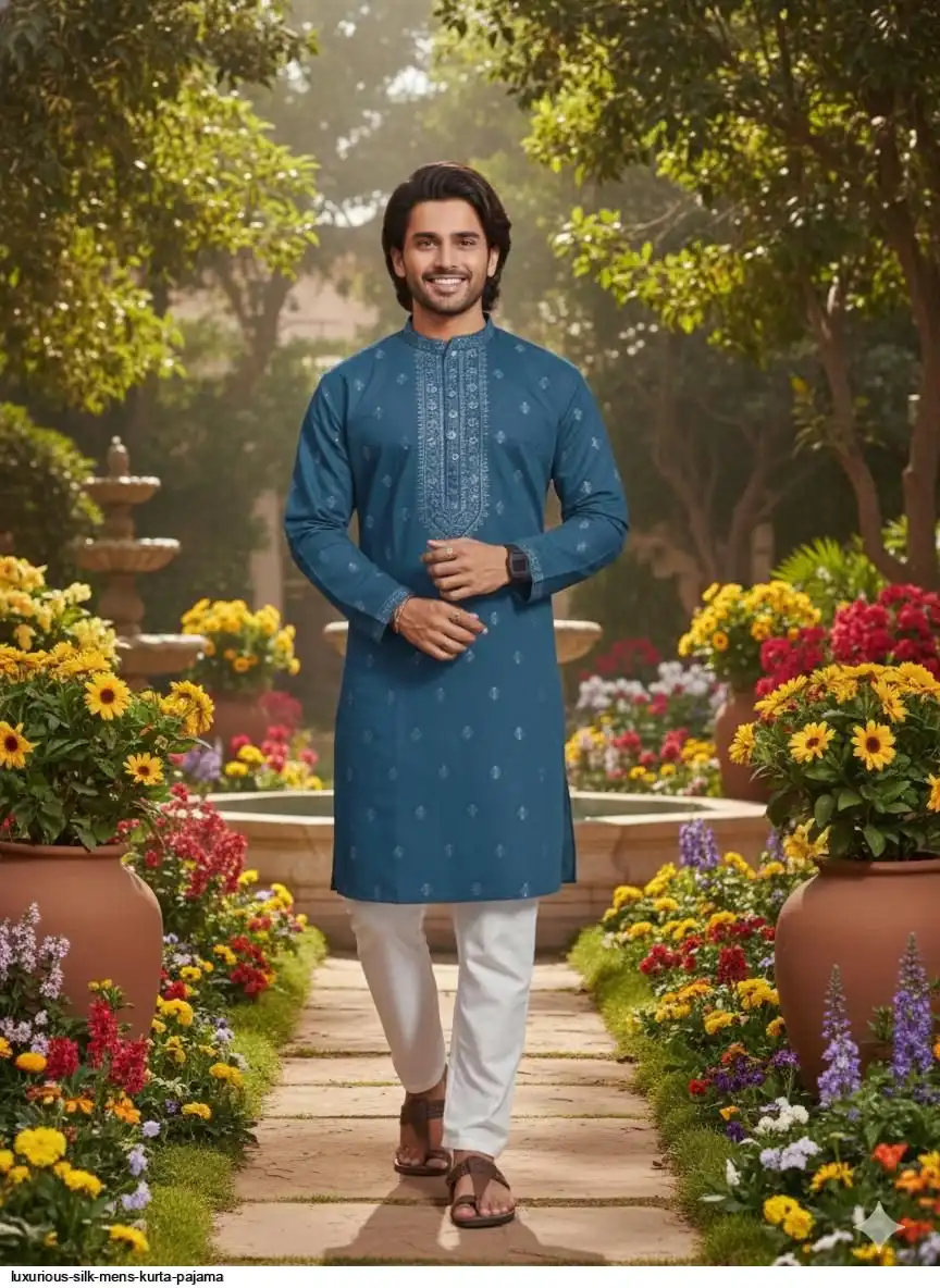 LUXURIOUS SILK MENS KURTA PAJAMA C