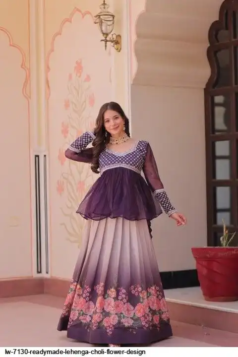 LW 7130 READYMADE LEHENGA CHOLI FLOWER DESIGN B