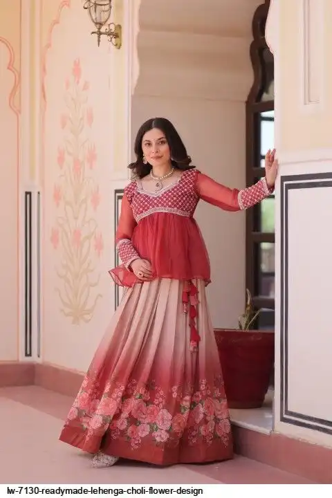LW 7130 READYMADE LEHENGA CHOLI FLOWER DESIGN A