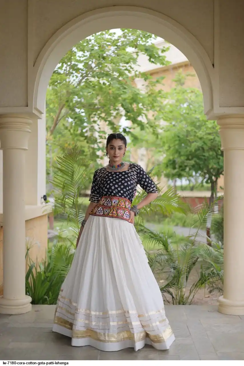 LW 7180 CORA COTTON GOTA PATTI LEHENGA 1