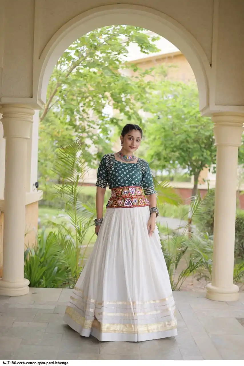 LW 7180 CORA COTTON GOTA PATTI LEHENGA 3
