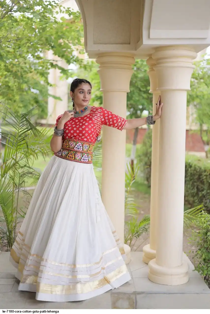 LW 7180 CORA COTTON GOTA PATTI LEHENGA 4