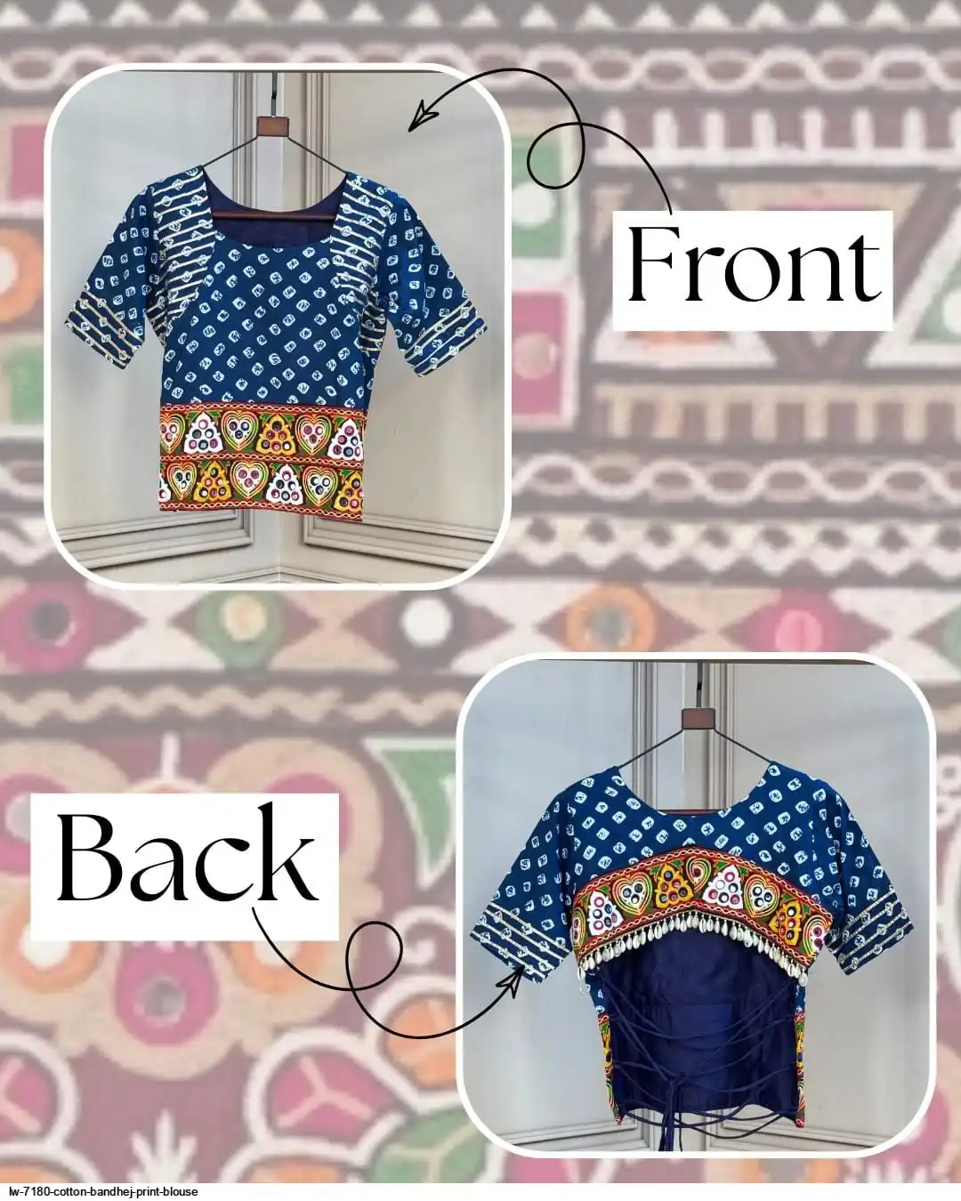 LW 7180 COTTON BANDHEJ PRINT BLOUSE 1
