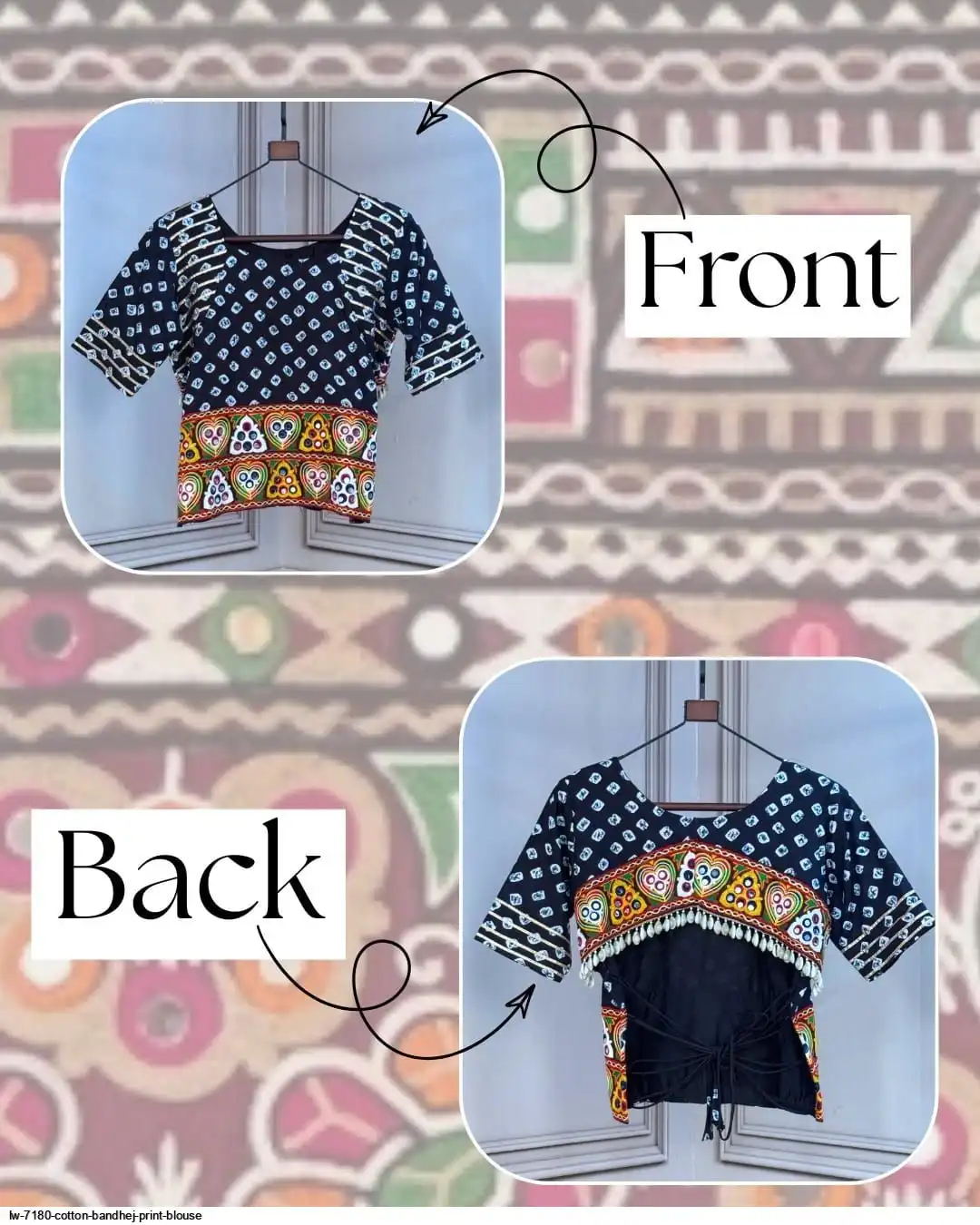 LW 7180 COTTON BANDHEJ PRINT BLOUSE 2